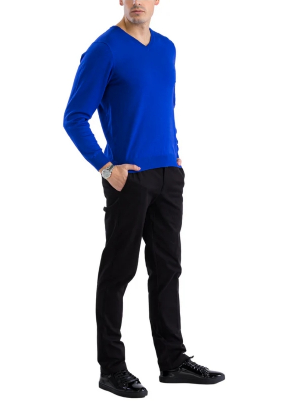 MEXX Metropolitan Men's V-Neck Sweater Cotton Cobalt Blue size L